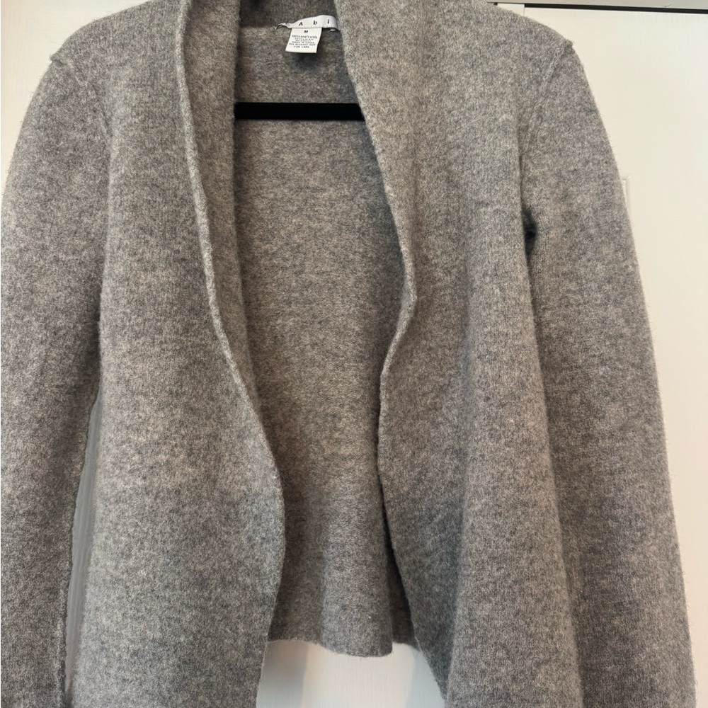CAbi Gray Cardigan lambswool jacket/Sweater with Shawl Collar!!!